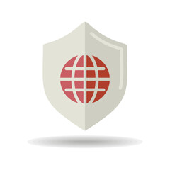 Global shield vector icon on white background