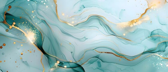 Wall Mural - A blue and gold swirl pattern with gold accents 