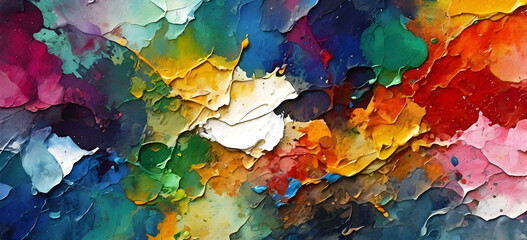 Wall Mural -  colorful painting abstract art panorama background colors texture.	
