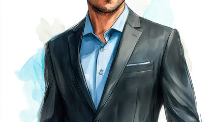 Sticker - drawing design of man wear suit and shirt
