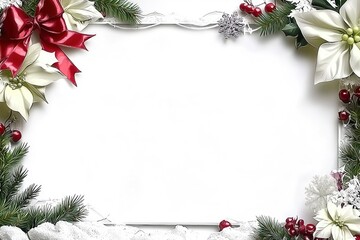 Canvas Print - Festive Christmas Border with White Background