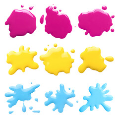 Wall Mural - Printer ink of different colors. Set of spots isolated on white, top view