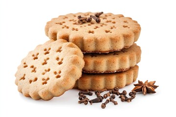 Sweet Dutch Speculaas Cookies with a Spice Blend of Cloves and Cinnamon isolated on white background