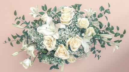 Wall Mural - A lush bridal bouquet on colorful background