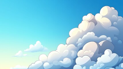 Clear blue sky with fluffy clouds, weather conditions