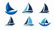 © amzad - Sailing into the Blue A Collection of Sailboat Icons. Sailing boat logo, blue sailboat symbol, creative vector design set of sailboat logo icon collections