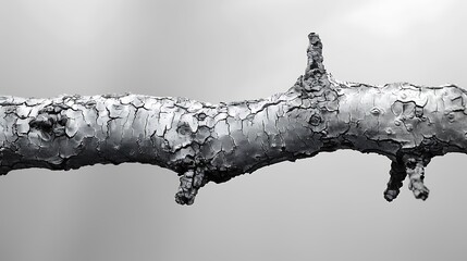 Sticker - close-up of a weathered tree branch with rough bark texture against a light background.