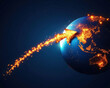© Moonroad - Dynamic globe illustration with glowing arrow, symbolizing movement, progress, and global connectivity across continents.
