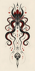 Wall Mural - Tribal Hydra Tattoo symmetry very simple traditional tattoo flash styles illustration