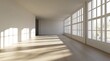 © David Giraud - Une pièce vide offrant une surface importante, mur blanc, fenêtres et lumière traversante, espace de travail pour bureau et activité professionnelle.