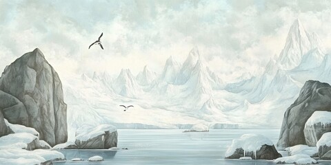 Wall Mural - a beautiful wallpaper vintage, beautiful wallpaper delicate landscapes, vintage, enigmatic antartica