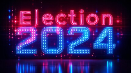 Canvas Print - Election 2024 neon text