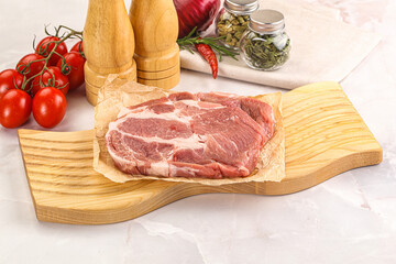 Raw pork neck steak sirloin