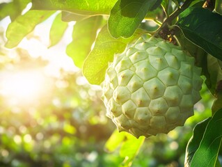 Custard Apple on Tree at Sunset