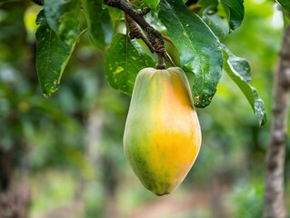 Yellow Chayote Squash Hanging on Tree