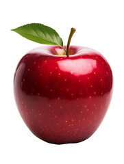 Wall Mural - Red apple with green leaf isolated on transparent background