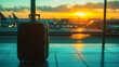 © ciaoaleandro - black baggage travel with blur sunset airport background waiting for departure concept