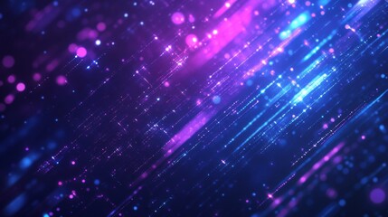 Leinwandbilder - Abstract digital background featuring a blend of glowing lines and dots in a futuristic design, with deep blues and purples creating a high-tech ambiance.