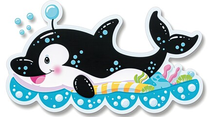 Poster - A sticker of a cartoon orca