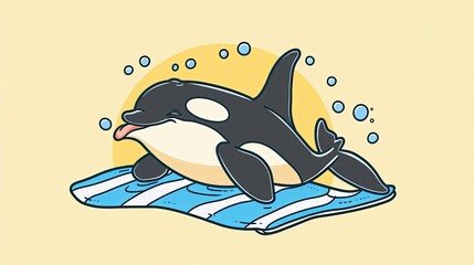 Wall Mural - A sticker of a cartoon orca