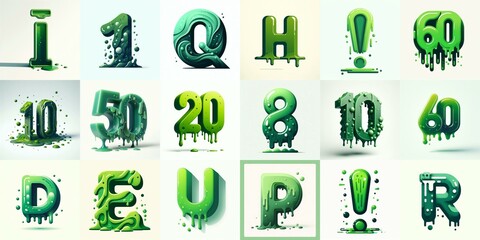 Green Lettering Typeface. AI generated illustration