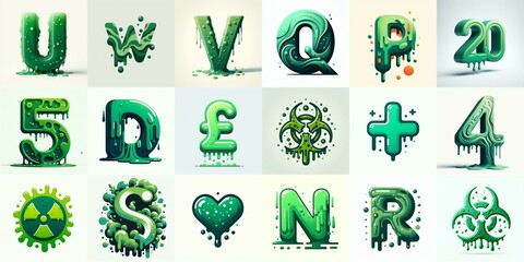 Green Lettering Typeface. AI generated illustration