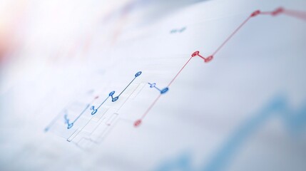 Poster - Close-up of a financial graph with highlighted data points and trend lines, set against a clean white background for a clear, professional presentation.