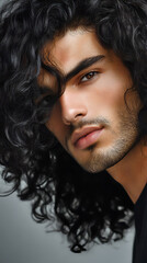 Poster - A handsome man with curly hair showcasing the haircut