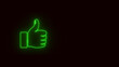 © MST MERINA - neon thumbs up or like on the black background. Social media network concept. Like neon blue line icon. Glowing sign