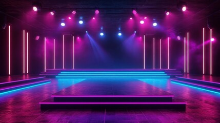 Canvas Print - Neon Lights Stage Setup