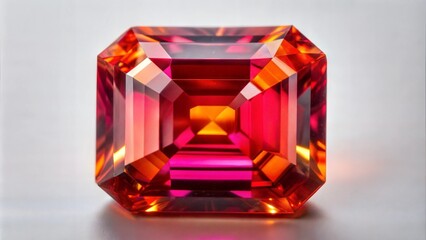 Poster -  grown emerald cut octo rubellite stone front