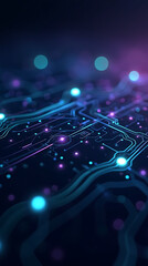 Poster - Abstract Technology Background with Glowing Circuit Patterns and Digital Flow