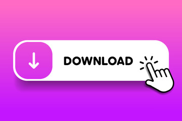Wall Mural - 3d download button icon. upload icon. down arrow bottom side symbol. click here button. save cloud i