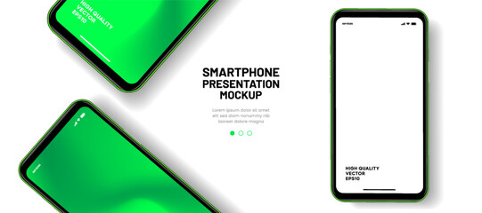 Wall Mural - Realistic smartphone mockup. Mobile phone vector with isolated on white background. Device front view. 3D mobile phone with shadow. Realistic, high quality smart phone mockup for ui ux presentation.