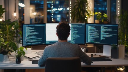 Developer working on a website with multiple tabs open multitasking in web development