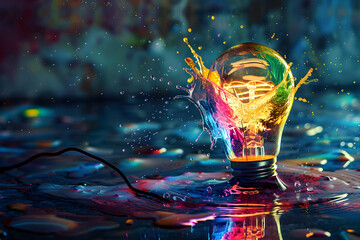 Wall Mural - light bulb in the night