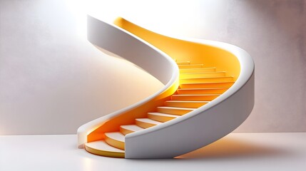 Wall Mural - Endless Geometry Captivating 3D Spiral Staircase on Clean White Background