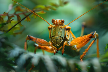 Wall Mural - grasshopper on the grass