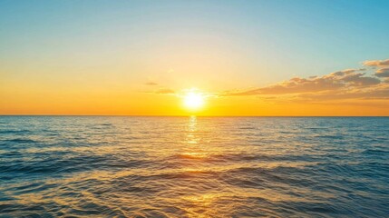 Fototapete - Golden sunset over a calm sea clear weather