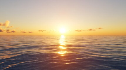 Fototapete - Golden sunset over a calm sea clear weather
