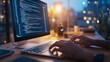 © wudu_8 - Hands-on keyboard with website coding in progress focused developer working late