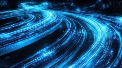 Wall Mural - Abstract Blue Light Trails
