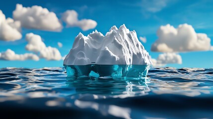 A stunning iceberg floating in a serene ocean under a bright blue sky, showcasing nature's beauty and tranquility.