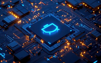 Wall Mural - Cyber Security Protection on a Circuit Board