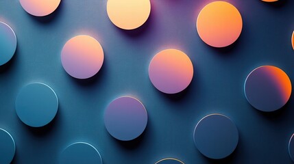 Poster - The artwork displays an array of circular shapes in various colors against a textured wall. Soft lighting highlights the design, creating a vivid ambiance