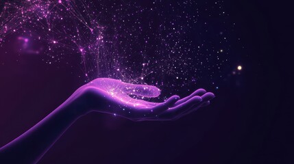 Wall Mural - Hand Holding Digital Particles