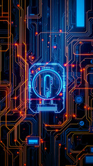 Wall Mural - abstract circuit board with glowing lines