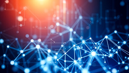 Wall Mural - abstract blue and orange network background