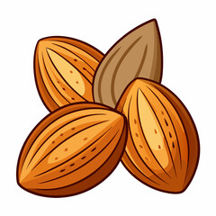 Wall Mural - Almonds on White Background - Vector Art Illustration