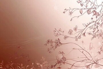 Wall Mural - Delicate floral sketch on a soft pink background.